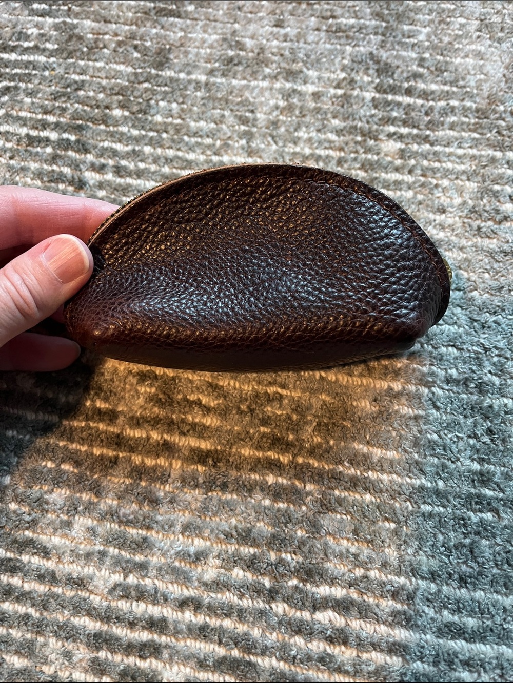 Portland Leather Brown Pebbled Leather Coin Pouch
